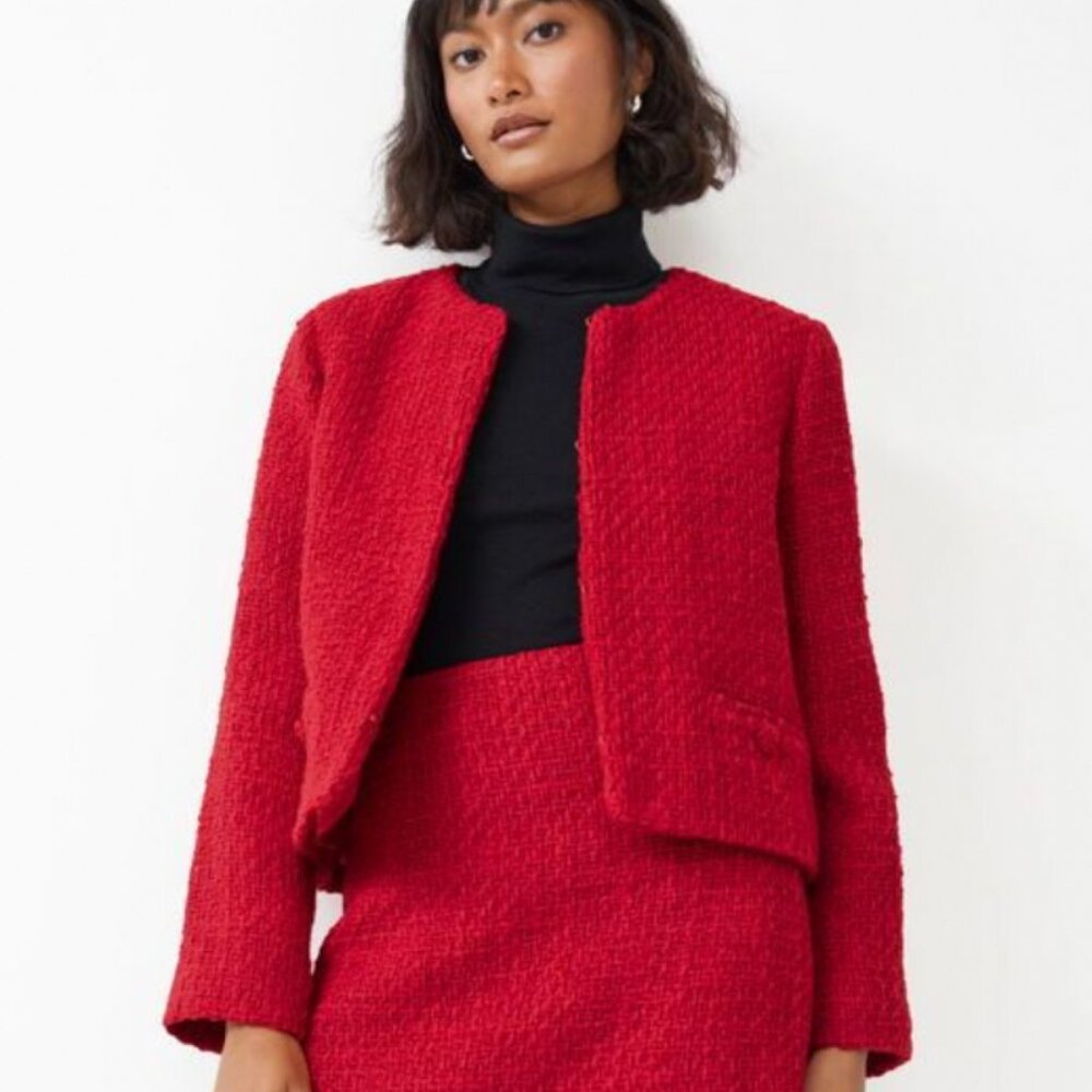 & Other Stories Pocket Tweed Jacket in Red